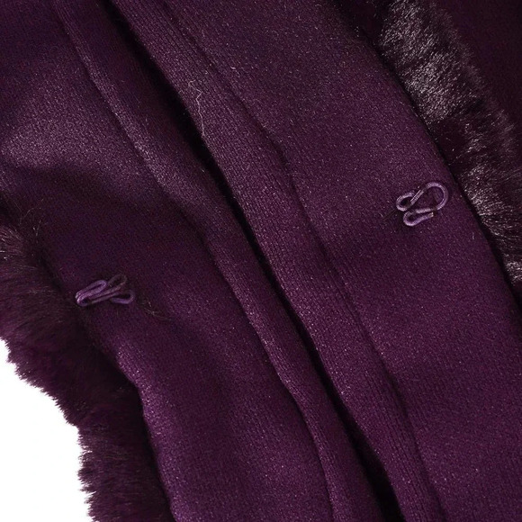 Zlyc Women Winter Faux Fur Shawl Stole Warm Wrap Cape - Purple - Picture 6 of 7